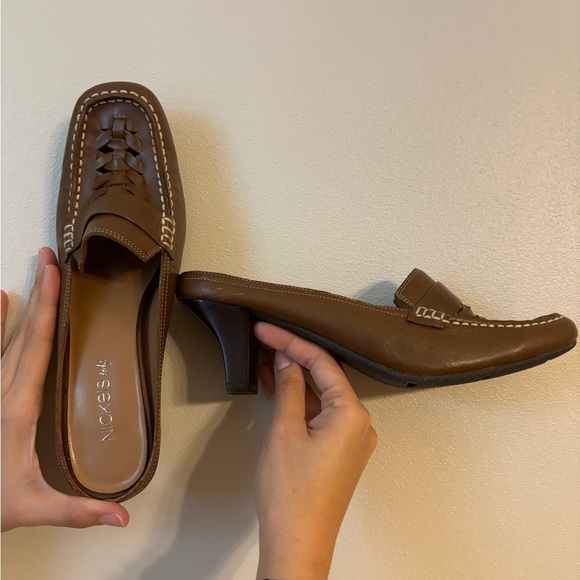 Chocolate Brown Leather Upper‎ Brown Square Toe Heeled Slip On Mules - Size 7 - Picture 10 of 12